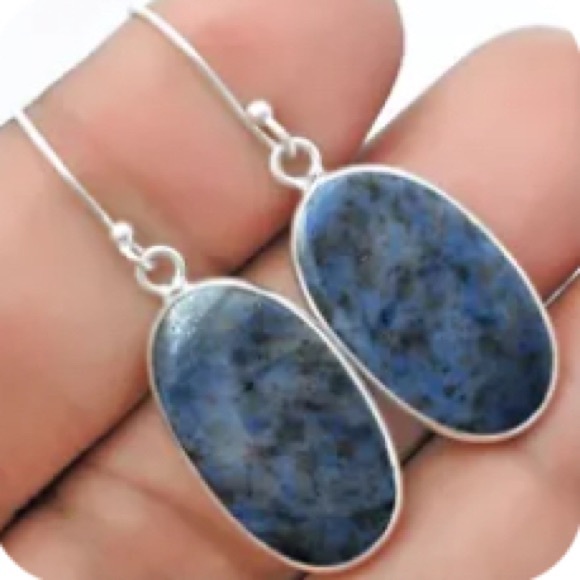 Rare Dumortierite sterling silver earrings - Picture 3 of 3